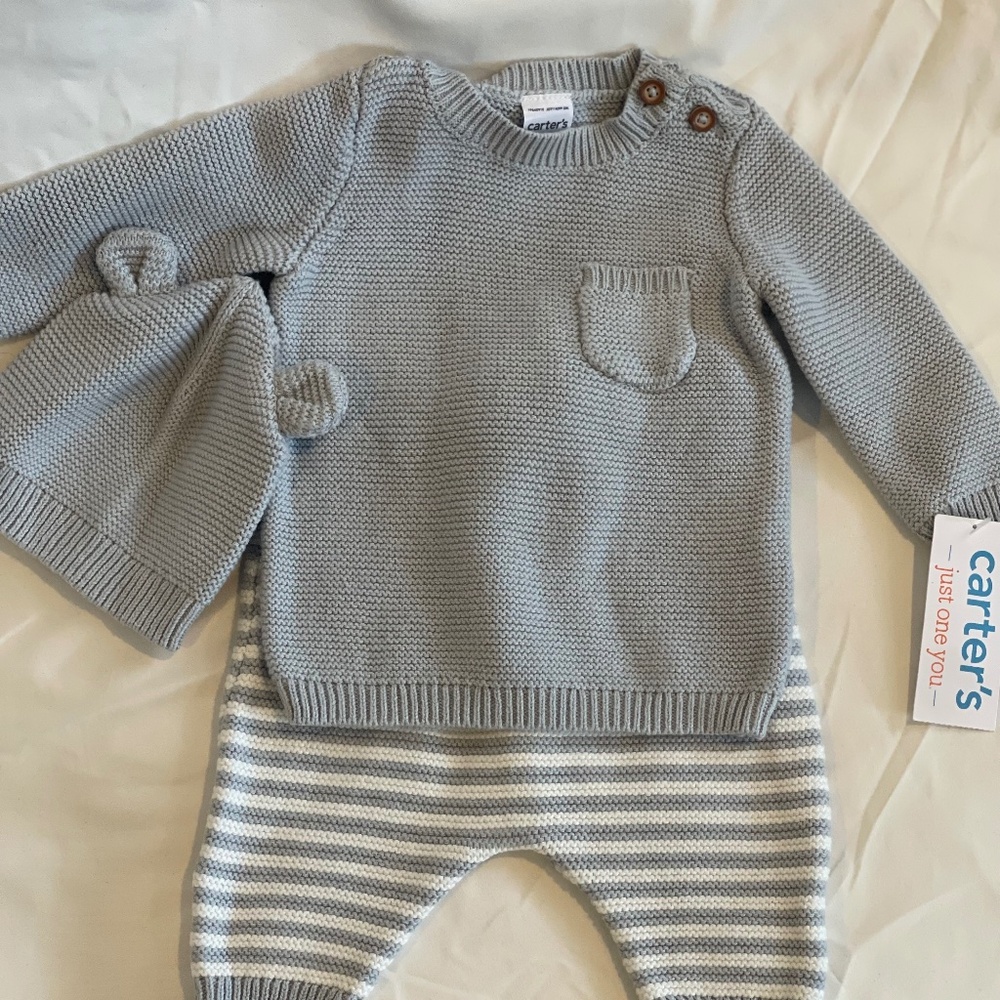 Carter's Infant Boy 3 Month Three Piece Set - NWT, Gray